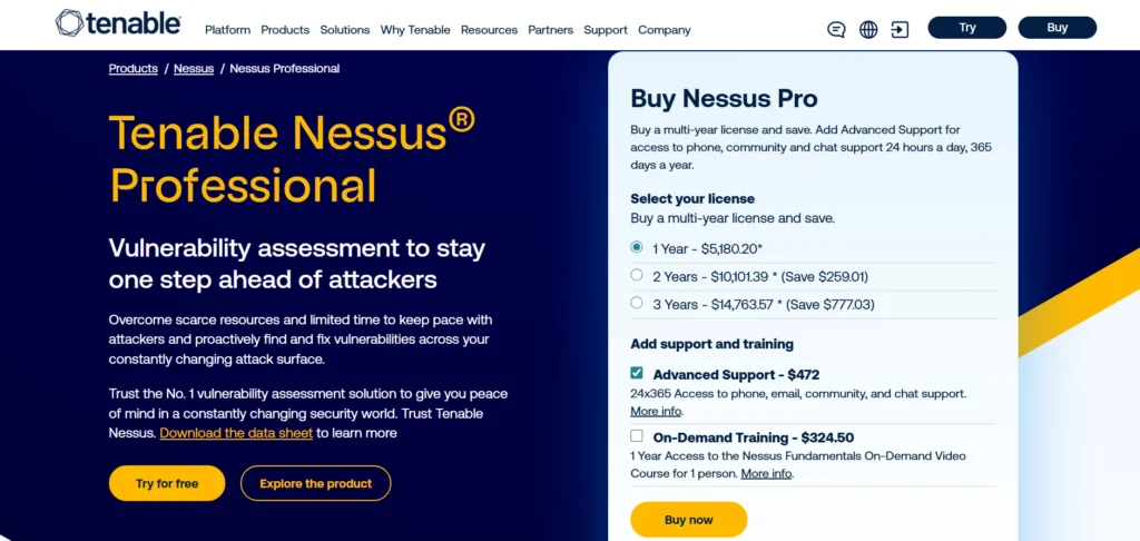 Website Vulnerability Scanners - Nessus