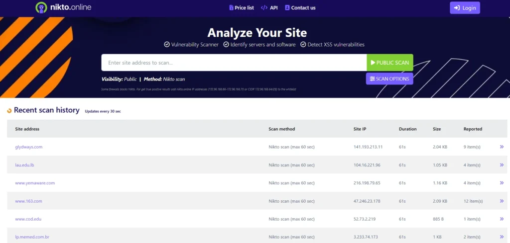 Website Vulnerability Scanners - Nikto