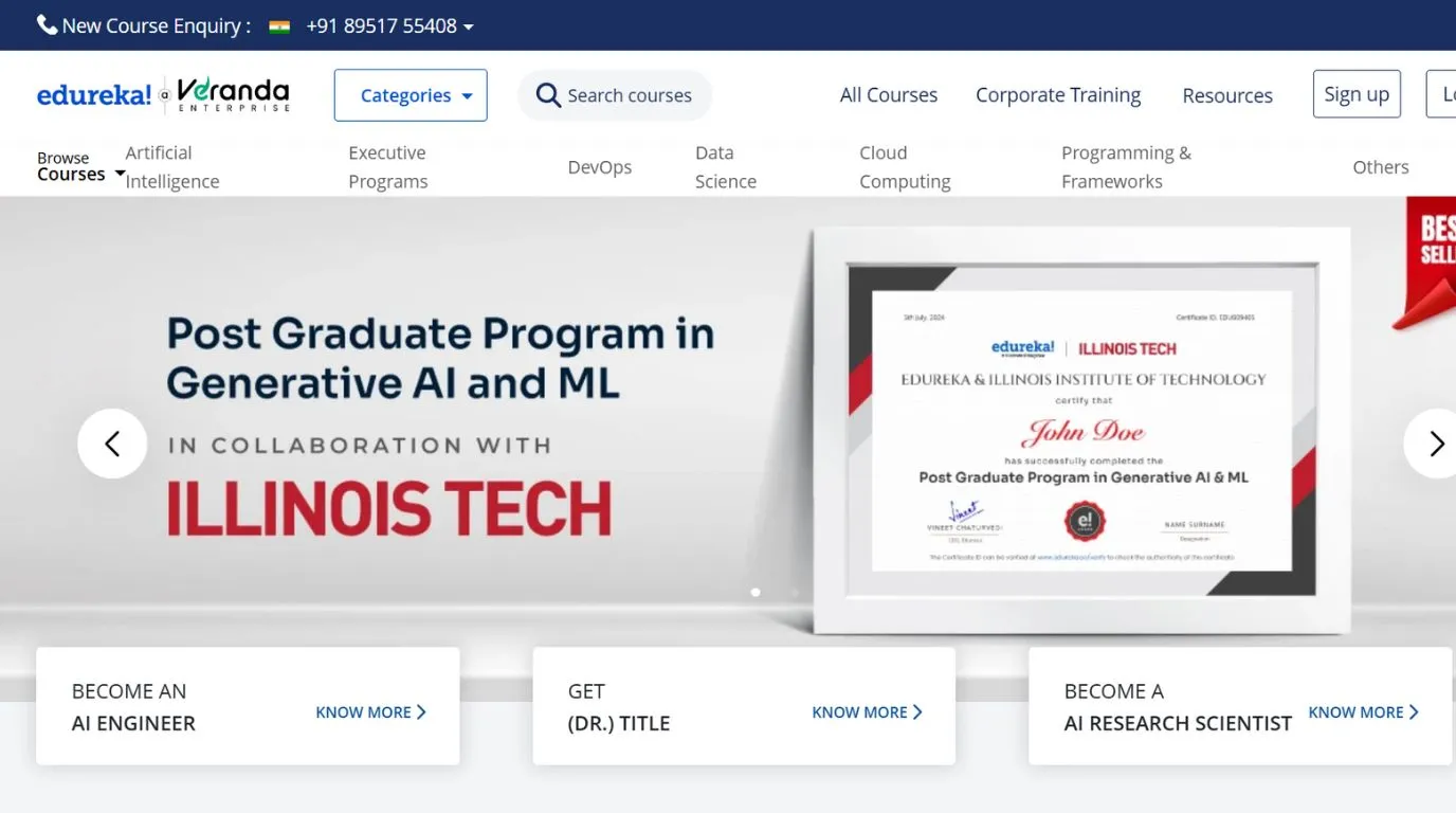 edureka - edTech companies in Bangalore