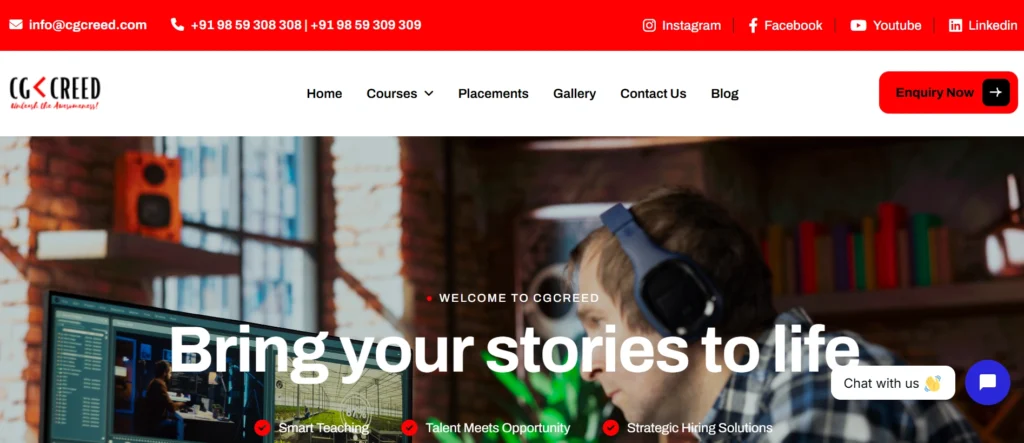 Game Development Courses in Hyderabad 
- CG Creed Animation Academy