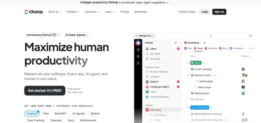 ClickUp - Marketing Project Management Tools