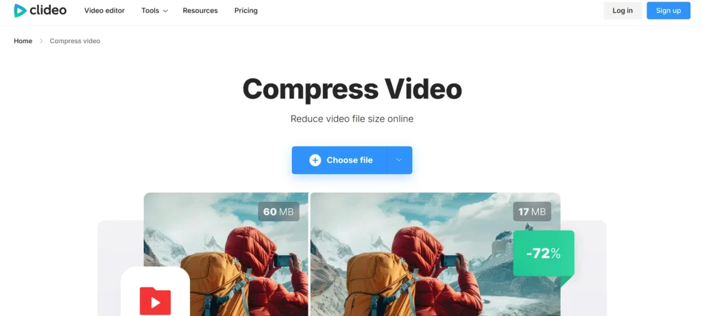 video compression software - Clideo Video Compressor