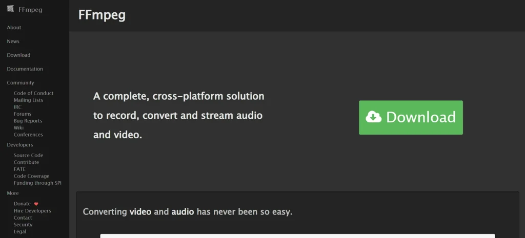 video compression software -  FFmpeg
