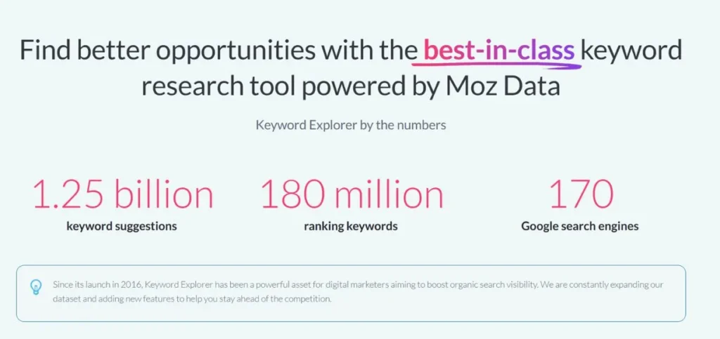 Moz Keyword Explorer - Keyword Research Tools