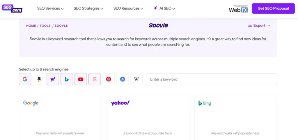 Soovle - Keyword Research Tools