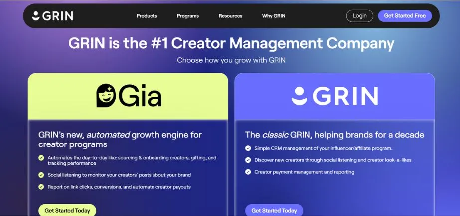 Creator.co (formerly Grin) - Influencer Marketing Platforms