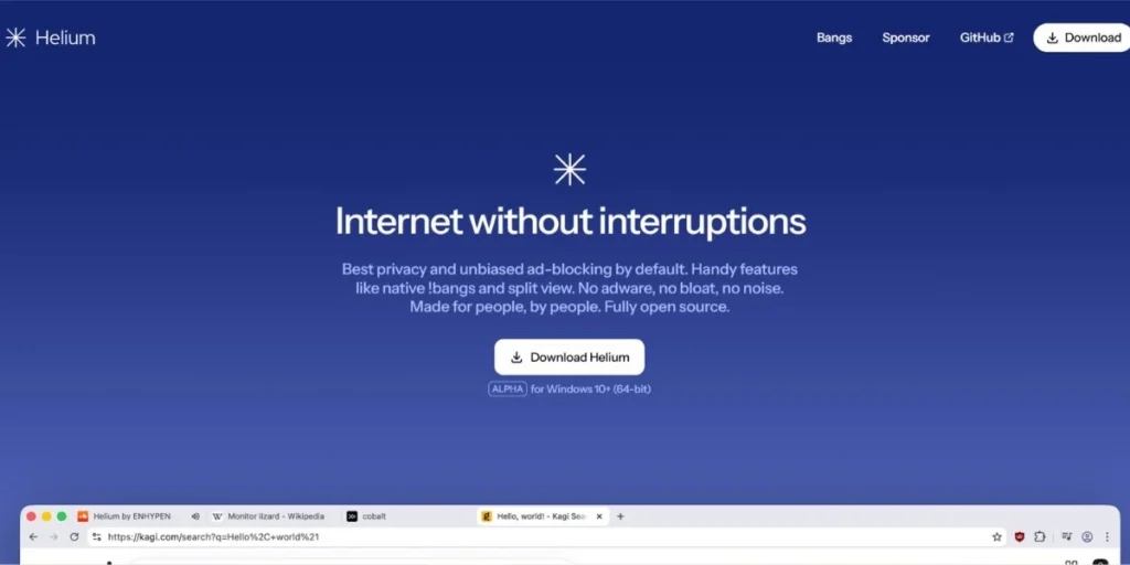 Helium Browser - Browsers with Their Own Copilot Counterpart